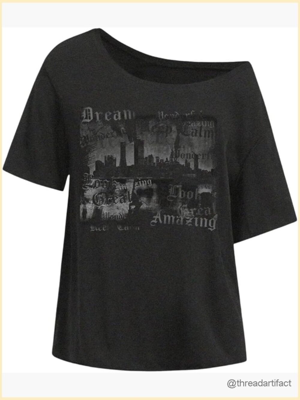Off Shoulder Graphic Tee Y2k Grunge Oversized Tshirt Going Out Top